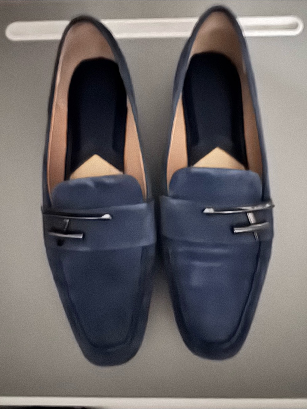 Franco Sarto Women’s Navy Suede Slip-On Loafers with Metal Bit